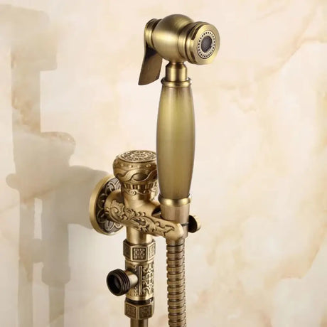 Hand Held Bidet Sprayer Douche Toilet Kit Antique Brass Shattaf Shower Head Gold Copper Valve Set Jet Toilet Bidet