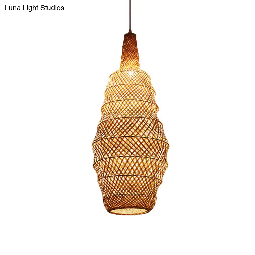 Hand-Woven Bamboo Pendant Light - Chinese Suspended Flaxen Fixture