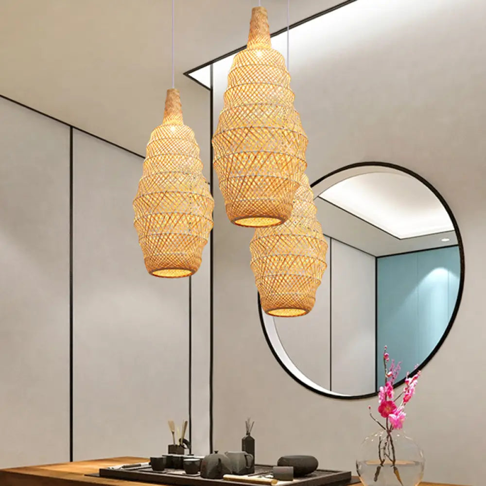 Hand-Woven Bamboo Pendant Light - Chinese Suspended Flaxen Fixture