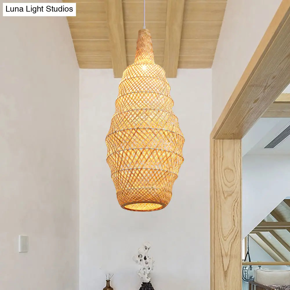 Hand-Woven Bamboo Pendant Light - Chinese Suspended Flaxen Fixture