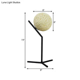 Hand Woven Rattan Table Lamp With Globe Shade - Rustic Lodge Style