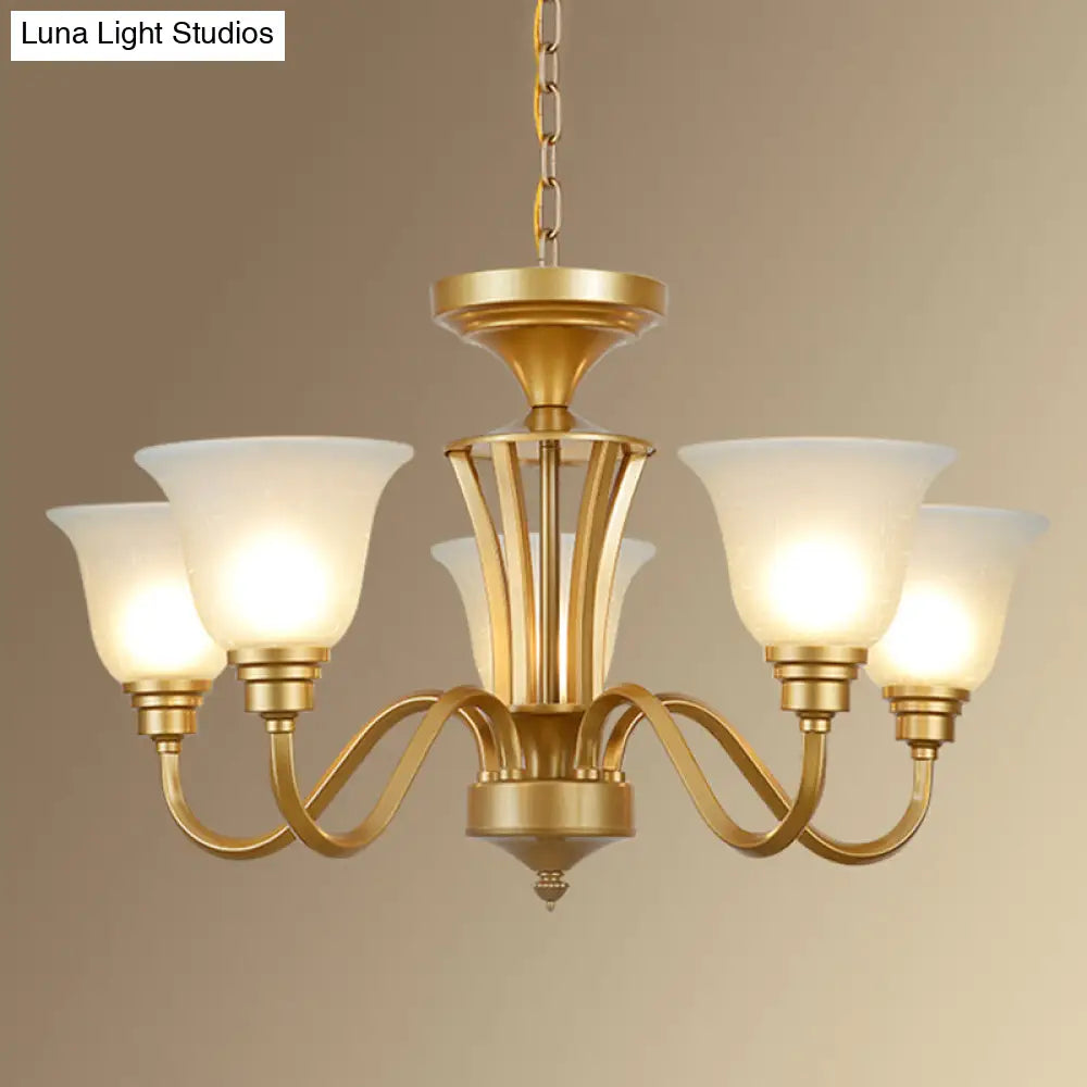 Handblown Glass Bell Suspension Chandelier - Rustic Living Room Light Fixture