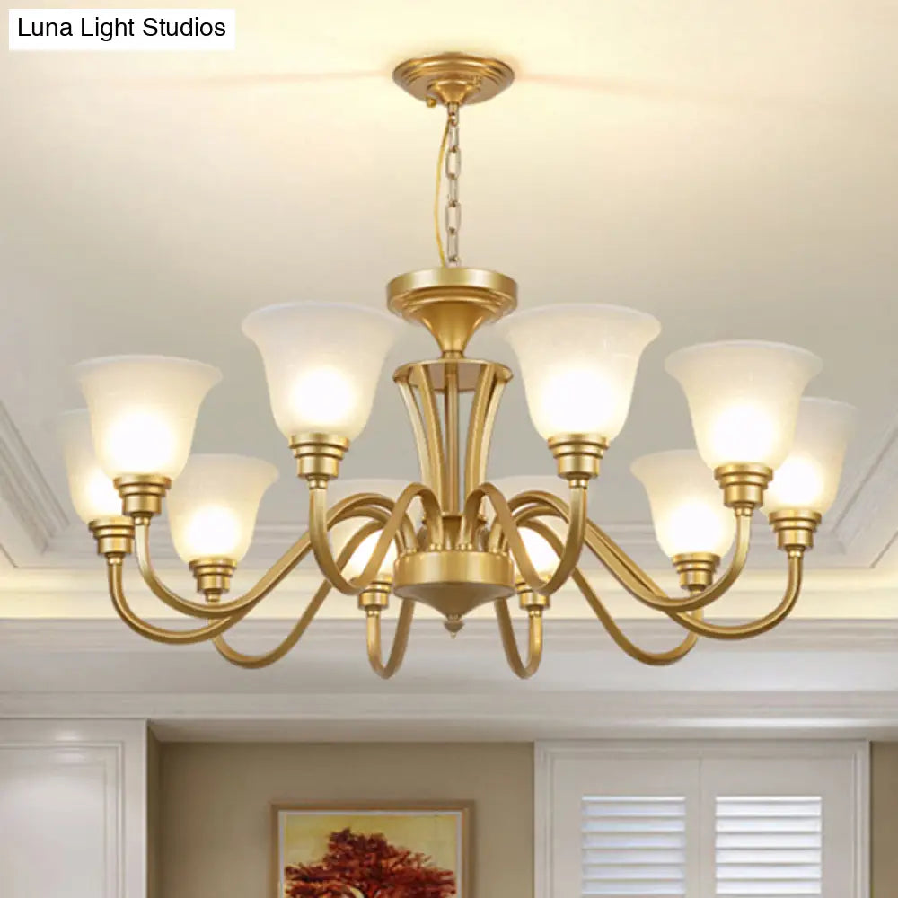 Handblown Glass Bell Suspension Chandelier - Rustic Living Room Light Fixture