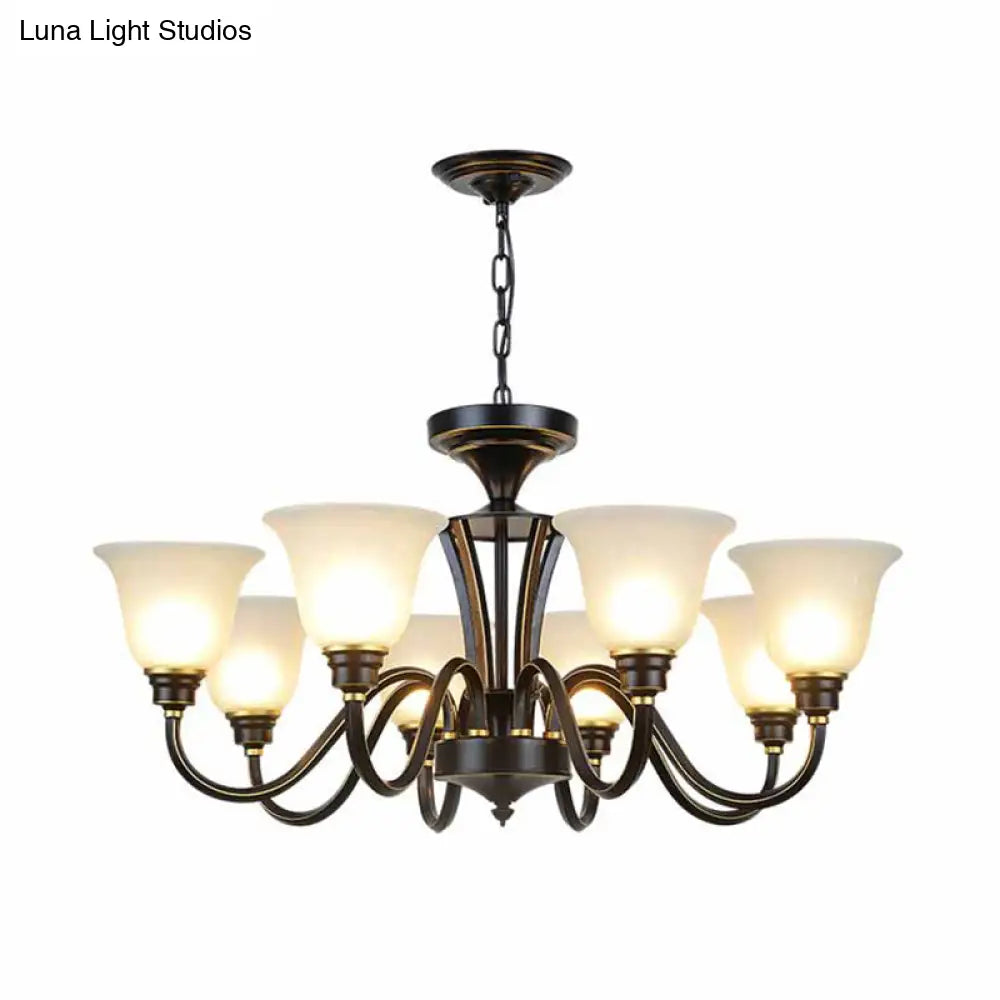 Handblown Glass Bell Suspension Chandelier - Rustic Living Room Light Fixture
