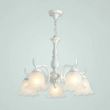 Handblown Glass Suspension Light Rustic Chandelier In White For Living Room 5 / B