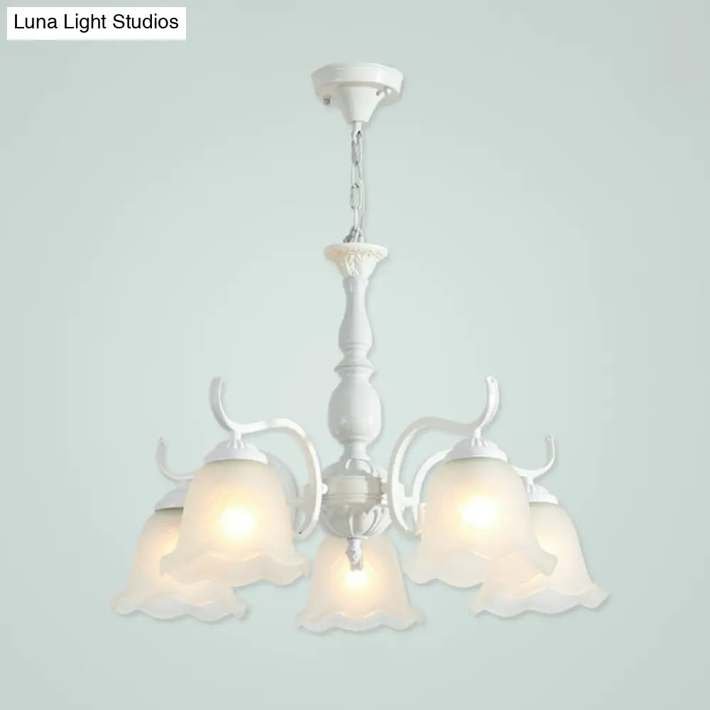 Handblown Glass Suspension Light Rustic Chandelier In White For Living Room