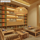 Handcrafted Bamboo Suspension Pendant Light Kit Contemporary Design 1 Bulb 16/23.5 Wide