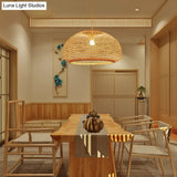 Handcrafted Bamboo Suspension Pendant Light Kit Contemporary Design 1 Bulb 16/23.5 Wide