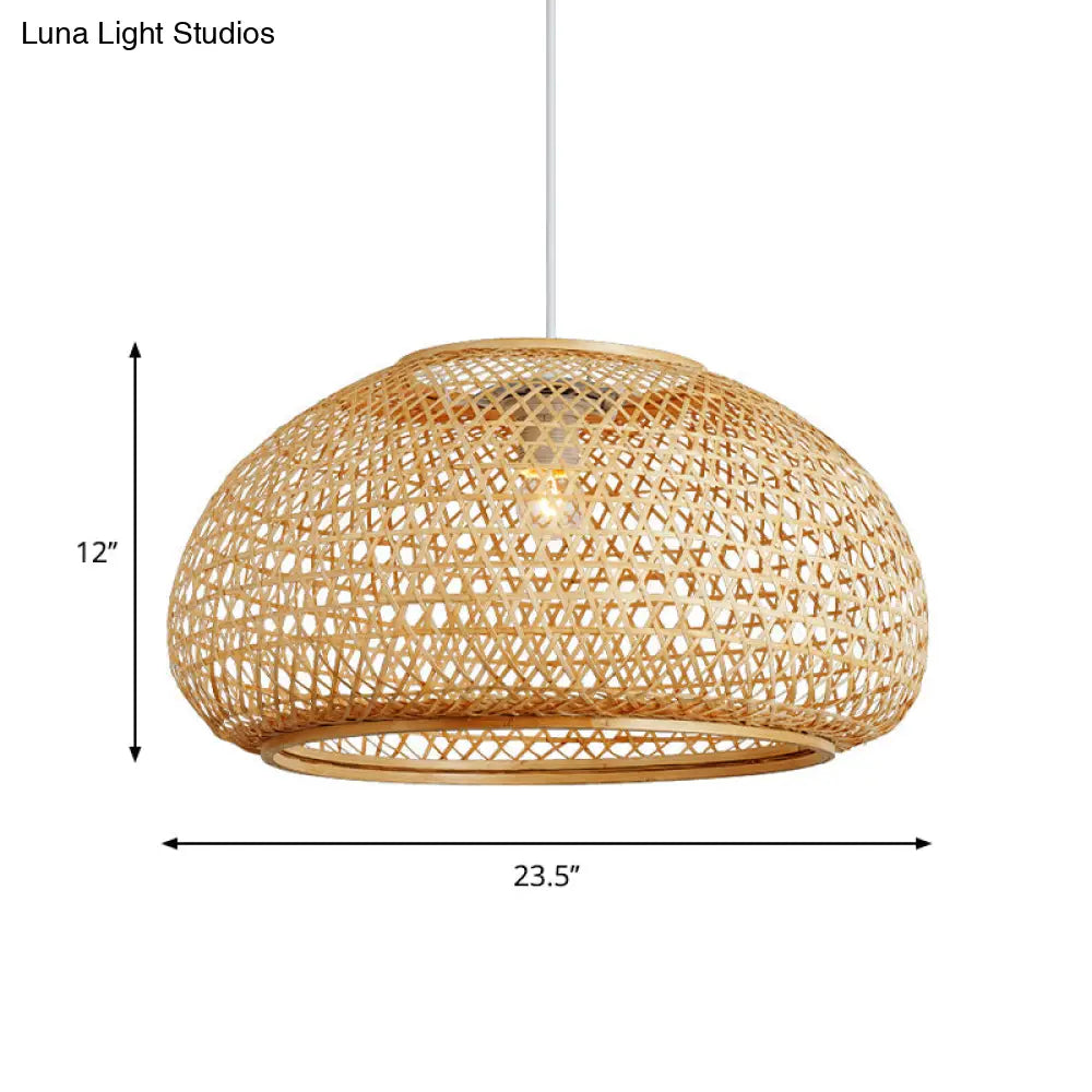Handcrafted Bamboo Suspension Pendant Light Kit Contemporary Design 1 Bulb 16/23.5 Wide