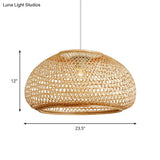Handcrafted Bamboo Suspension Pendant Light Kit Contemporary Design 1 Bulb 16/23.5 Wide