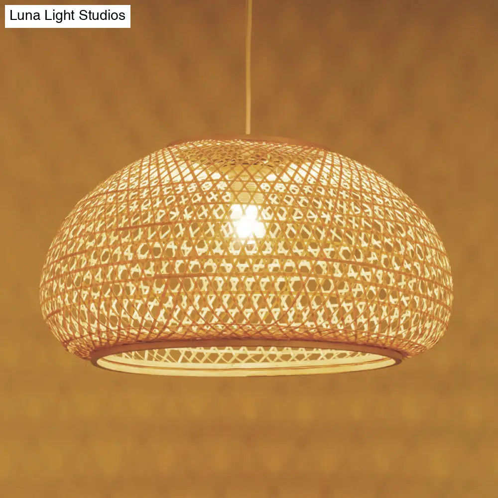 Handcrafted Bamboo Suspension Pendant Light Kit Contemporary Design 1 Bulb 16/23.5 Wide