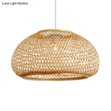 Handcrafted Bamboo Suspension Pendant Light Kit Contemporary Design 1 Bulb 16/23.5 Wide