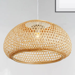 Handcrafted Bamboo Suspension Pendant Light Kit Contemporary Design 1 Bulb 16/23.5 Wide Wood / 16