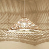 Handcrafted Minimalist Rattan Pendant Ceiling Light - Wood Suspension Lighting For Restaurants /
