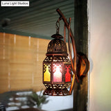 Handcrafted Moroccan Wall Lamp: Stained Art Glass Lantern Copper Finish