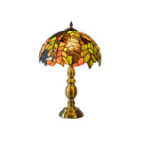 Handcrafted Vintage Dome Table Lamp With Floral Pattern Perfect Nightstand Lighting Orange / B