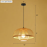 Handmade Asian Style Bamboo Ceiling Light Wood Fixture - Restaurant Hanging With 1 Bulb