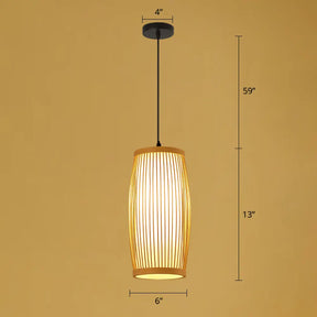 Handmade Asian Style Bamboo Ceiling Light Wood Fixture - Restaurant Hanging With 1 Bulb / C