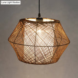 Handmade Geometric Rattan Pendant Light - Asian Style 1 Beige