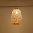 Handmade Wood Pendant Light With Bamboo Shade - Modern 1 Bulb Hanging Lamp / C
