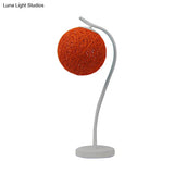 Handmade Yellow/Ivory Rattan Table Lamp - Countryside Style 1-Light With Ball Shade For Bedroom