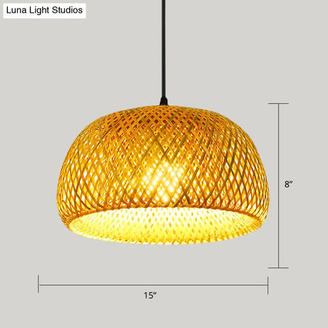 Handwoven Rattan Suspension Light: Simplicity Wood Pendant Fixture