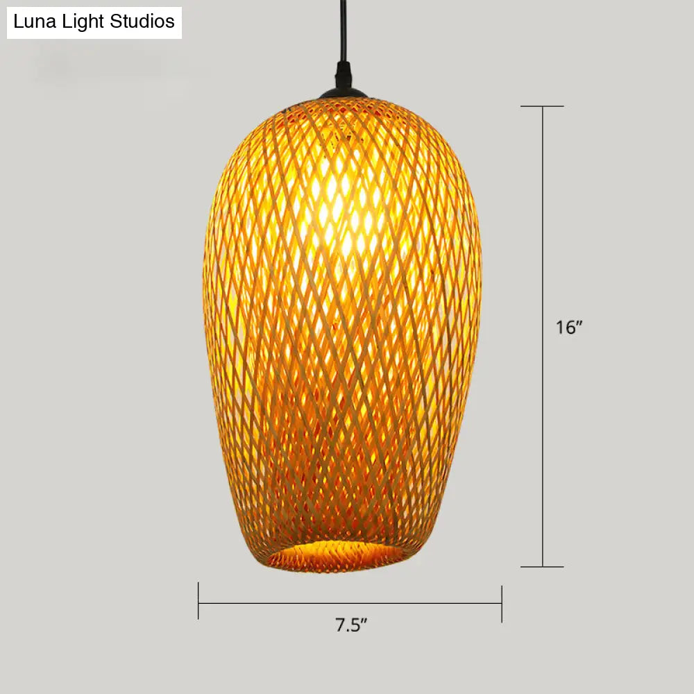 Handwoven Rattan Suspension Light: Simplicity Wood Pendant Fixture