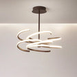 Hanging Ceiling Coffee Twist Light - Simple Style Metal LED Chandelier Lamp 19.5’’/24.5’’ Wide Warm/White Light Coffee