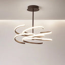 Hanging Ceiling Coffee Twist Light - Simple Style Metal LED Chandelier Lamp 19.5’’/24.5’’ Wide Warm/White Light Coffee