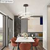 Hanging Ceiling Coffee Twist Light - Simple Style Metal LED Chandelier Lamp 19.5’’/24.5’’ Wide Warm/White Light