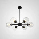 Hanging Glass Cup Chandelier Light Fixture For Living Room 6 / Black Clear