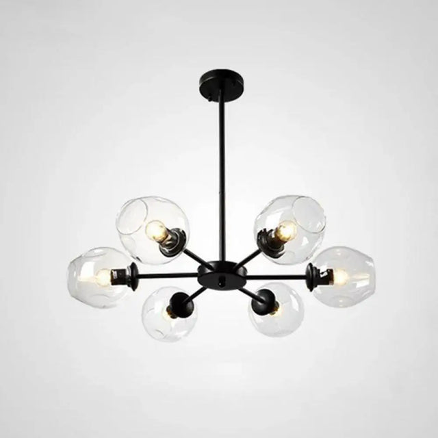 Hanging Glass Cup Chandelier Light Fixture For Living Room 6 / Black Clear