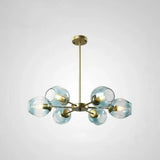 Hanging Glass Cup Chandelier Light Fixture For Living Room 6 / Gold Blue