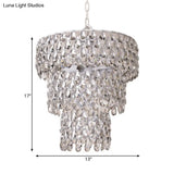 Hanging Pendant Light - Minimalist Tiered Round Crystal Suspension Lighting With Clear Embedded