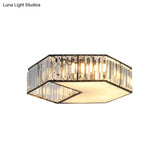 Harlequin Crystal Block Ceiling Light Fixture With 5 Minimalist Flush Lamp Heads In Black