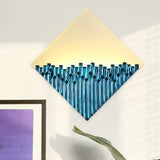 Harlequin Metallic Led Wall Lamp - Asia Inspired Acrylic Gold/Blue Surface Blue
