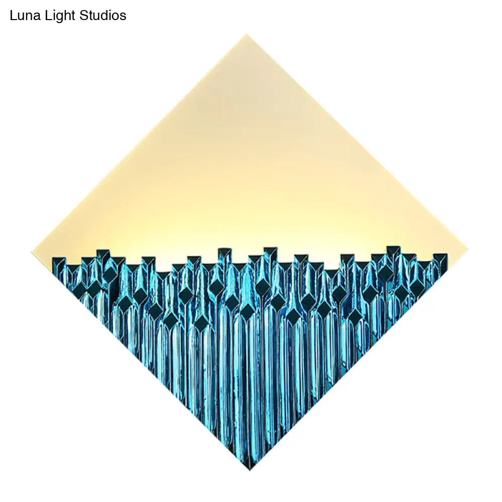 Harlequin Metallic Led Wall Lamp - Asia Inspired Acrylic Gold/Blue Surface
