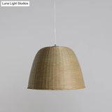 Head Tearoom Ceiling Lamp: Asian Flaxen Hanging Light With Bamboo Shade
