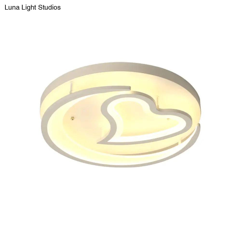 Heart Acrylic Modern Round Ceiling Light For Bedroom Flush Mount