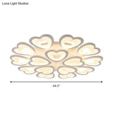 Heart Acrylic Shade Flush Mount Light For Bedroom - White Ceiling Lamp In Warm/White/Natural