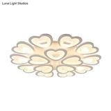 Heart Acrylic Shade Flush Mount Light For Bedroom - White Ceiling Lamp In Warm/White/Natural
