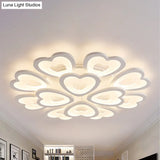 Heart Acrylic Shade Flush Mount Light For Bedroom - White Ceiling Lamp In Warm/White/Natural