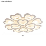 Heart Acrylic Shade Flush Mount Light For Bedroom - White Ceiling Lamp In Warm/White/Natural