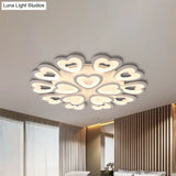 Heart Acrylic Shade Flush Mount Light For Bedroom - White Ceiling Lamp In Warm/White/Natural