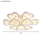Heart Acrylic Shade Flush Mount Light For Bedroom - White Ceiling Lamp In Warm/White/Natural