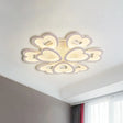 Heart Acrylic Shade Flush Mount Light For Bedroom - White Ceiling Lamp In Warm/White/Natural