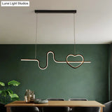 Heart And Line Island Metal Pendant Light - Artistic Led Ceiling Fixture For Dining Room