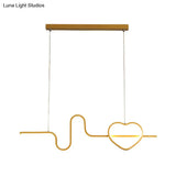 Heart And Line Island Metal Pendant Light - Artistic Led Ceiling Fixture For Dining Room