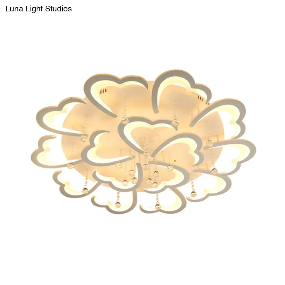 Heart - Shaped Acrylic Flush Mount Light Fixture With 5/15 Lights In Warm/White/3 Color For Living