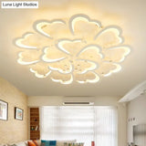 Heart - Shaped Acrylic Flush Mount Light Fixture With 5/15 Lights In Warm/White/3 Color For Living